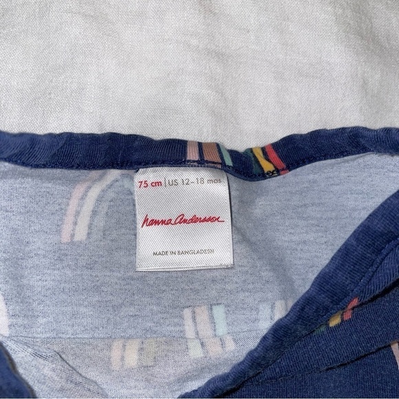 Hanna Anderson 12-18 mo Blue Rainbow Dress Long sleeve cotton siblings - Picture 2 of 4